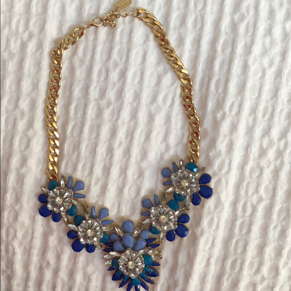 Blue and gold statement necklace